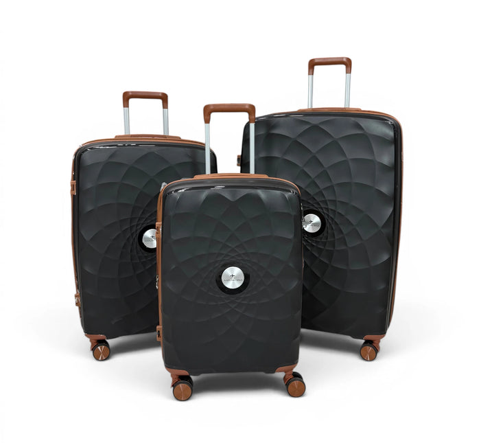 Airplane Premium Travel , Set 3 Bags ( Black*Brown  ) 22 , 26, 30 inch