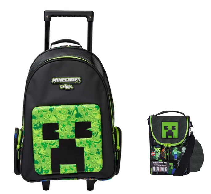 Minecraft Trolley Backpack with Lunch Bag , 20 inch