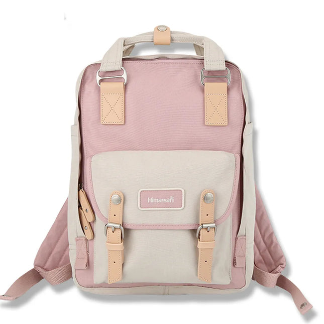 Himawari Unisex Multi iPad/Laptop Backpack – Rose Pink * Beige 05#