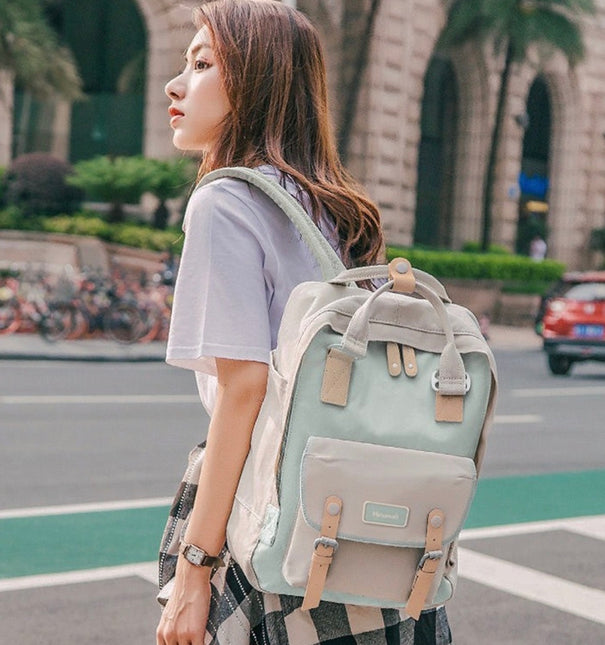 Himawari Unisex Multi iPad/Laptop Backpack  – Mint * Beige 06#