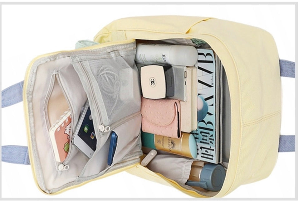 Himawari Unisex Multi iPad/Laptop Backpack – Rose Pink * Beige 05#