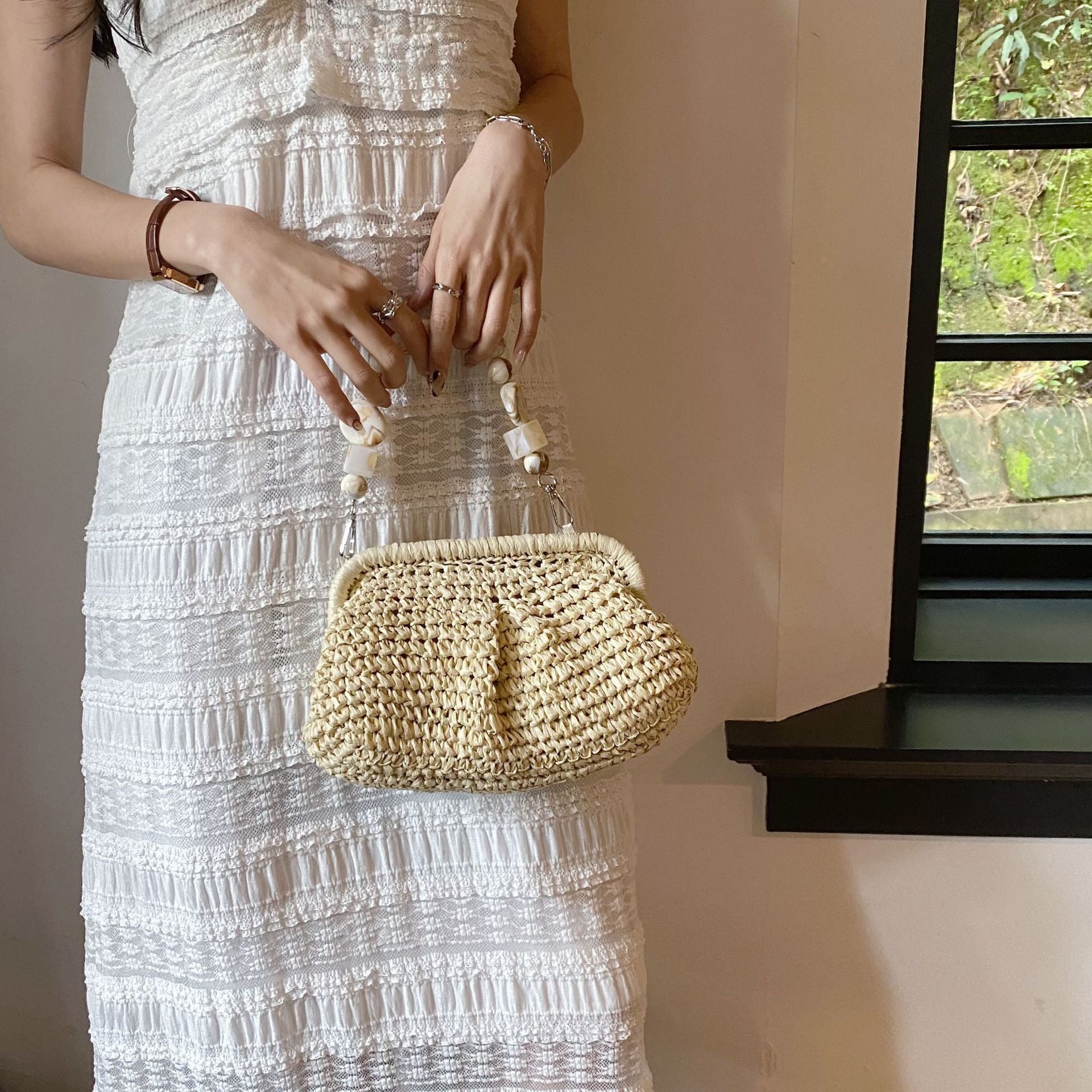 Golden Straw Summer Bag