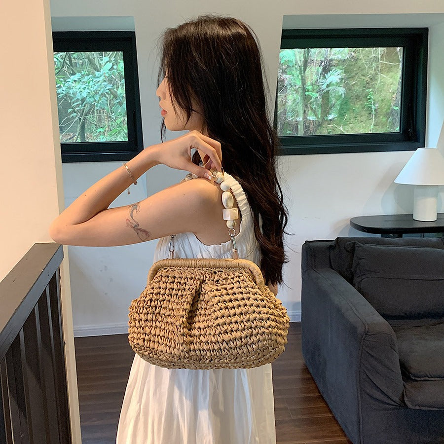 Golden Straw Summer Bag